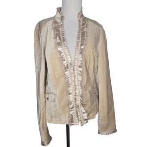 NWT WHBM Velvet Steampunk Jacket Victorian Ruffle Champagne Peplum Women 12
